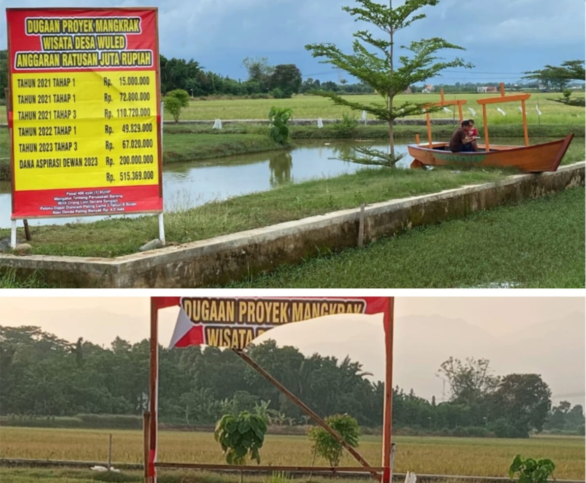 Warga Pasang Daftar Dugaan Proyek Mangkrak di Lokasi Wisata Air Desa Wuled Pekalongan